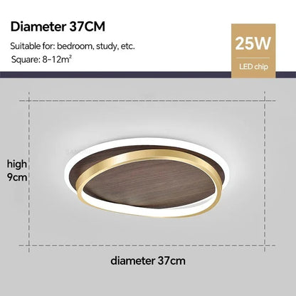 Lampada da soffitto moderna a LED | Design rotondo noce e oro