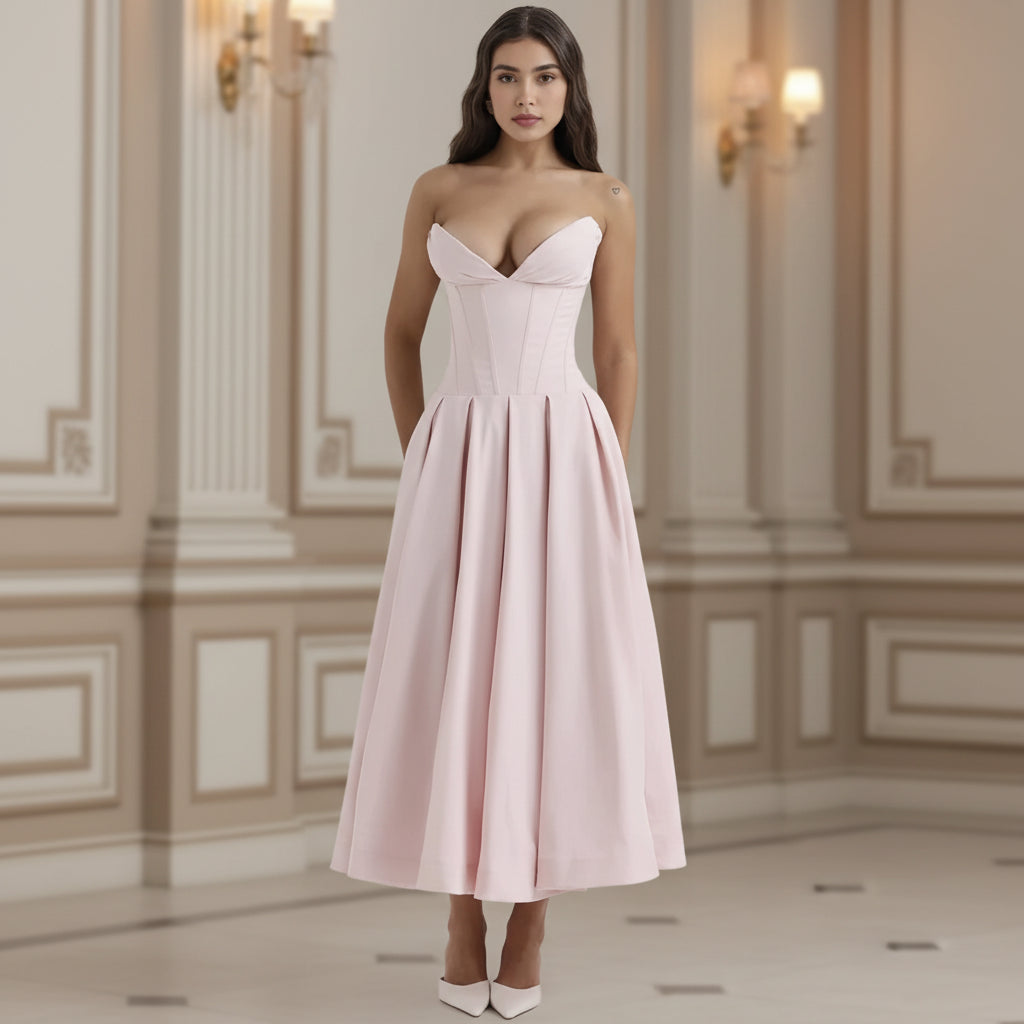 Vestido Midi Fluido Verão Decote V Casual