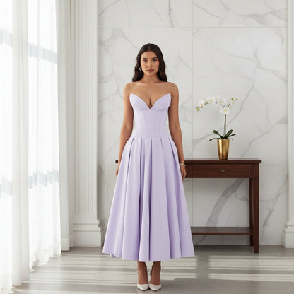 Vestido Midi Fluido Verão Decote V Casual