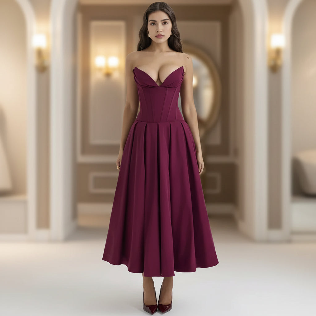Vestido Midi Fluido Verão Decote V Casual