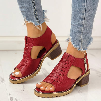 Women's Chunky Heeled Sandals Peep Toe | Fashion Sandals - Image 1