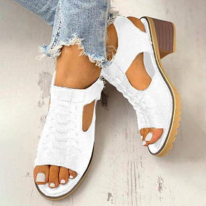 Women's Chunky Heeled Sandals Peep Toe | Fashion Sandals - Image 11