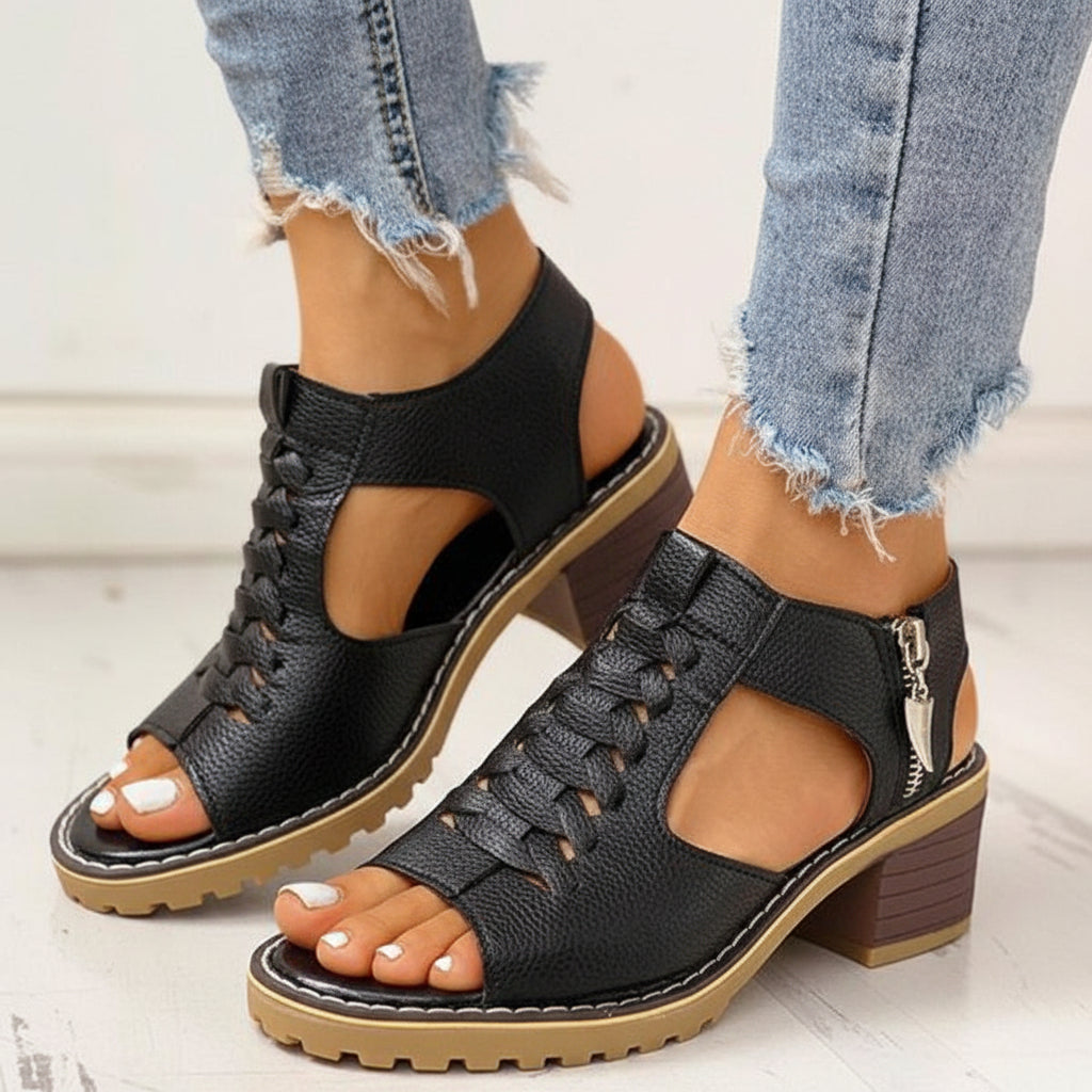 Women's Chunky Heeled Sandals Peep Toe | Fashion Sandals - Image 2