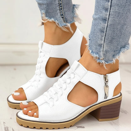 Women's Chunky Heeled Sandals Peep Toe | Fashion Sandals - Image 3