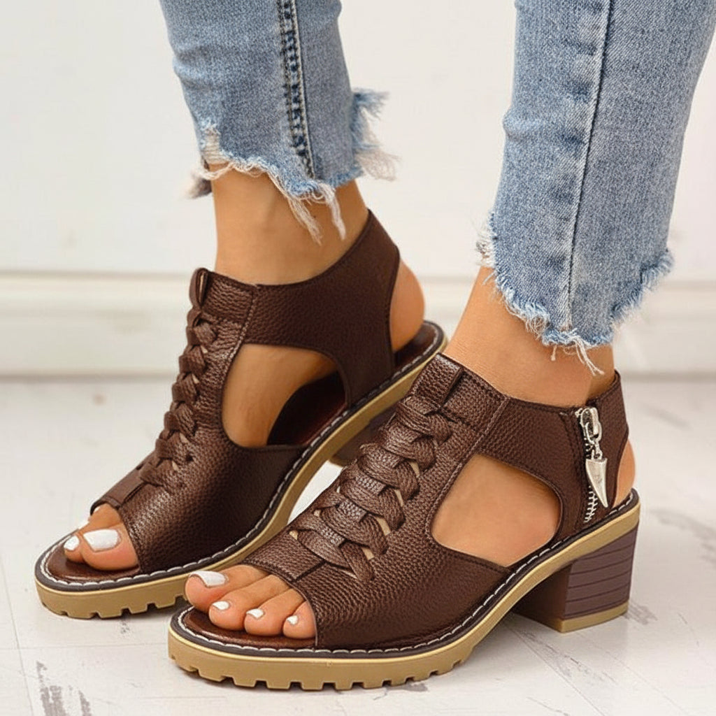 Women's Chunky Heeled Sandals Peep Toe | Fashion Sandals - Image 5
