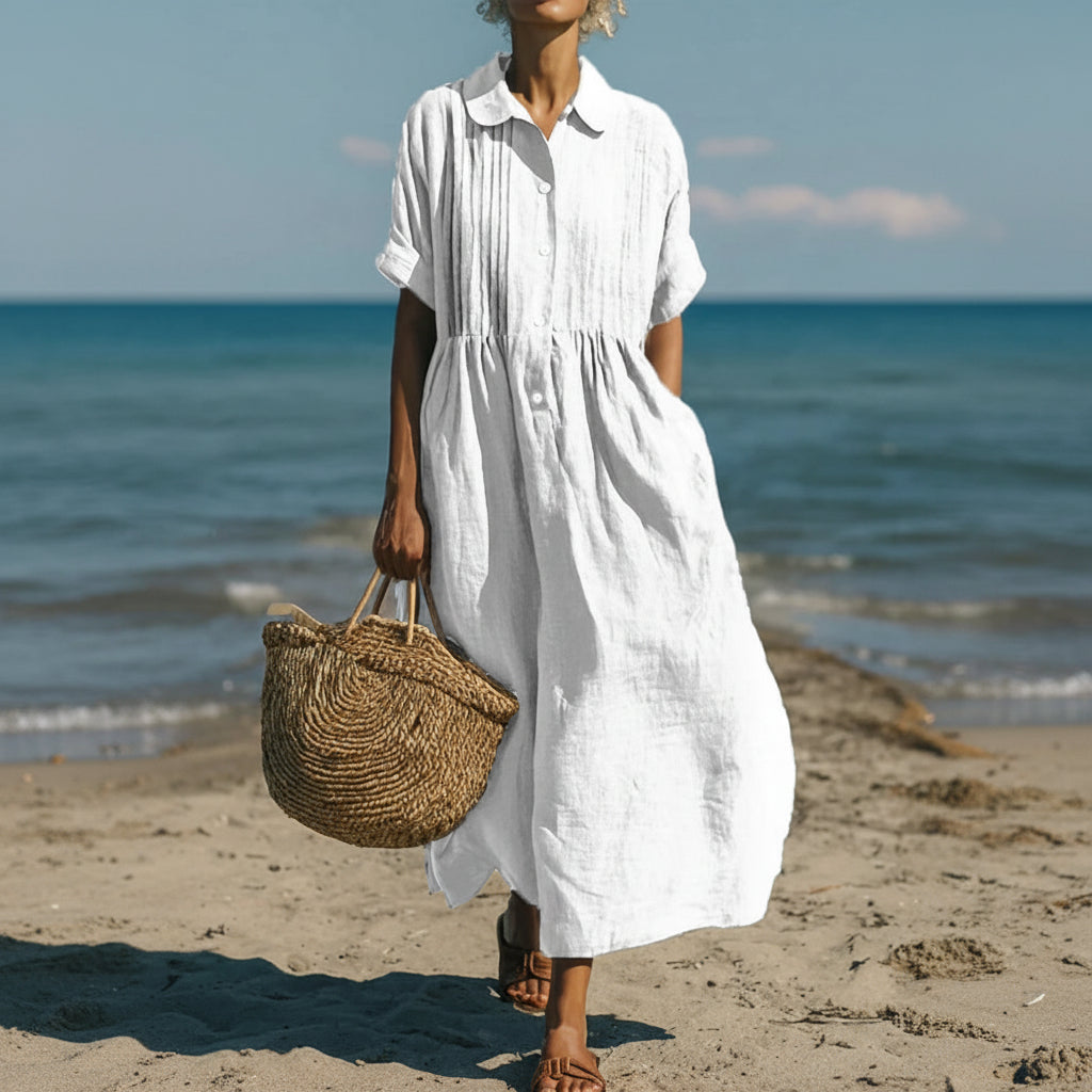 Women's Shirt Dress Casual Maxi Pintuck | Midi - Image 1