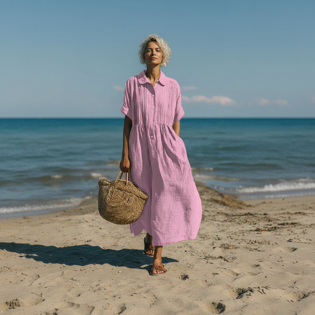 Women's Shirt Dress Casual Maxi Pintuck | Midi - Image 4