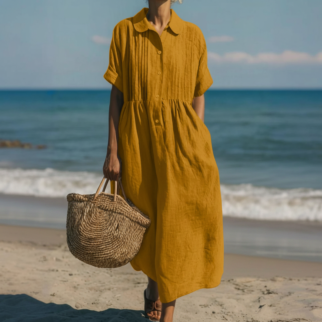 Women's Shirt Dress Casual Maxi Pintuck | Midi - Image 6