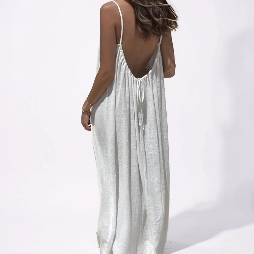 Rochie de damă casual, maxi, fără mâneci, cu bretele spaghetti, rochie de plajă