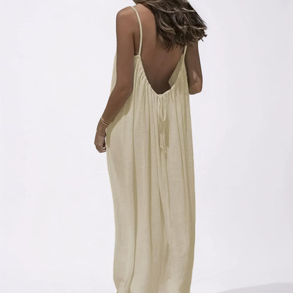 Rochie de damă casual, maxi, fără mâneci, cu bretele spaghetti, rochie de plajă