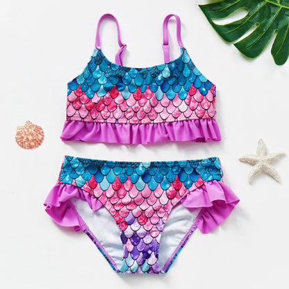 Women's Swimsuit Bikini Set Kids Swimwear Ruffle | Floral - Image 1