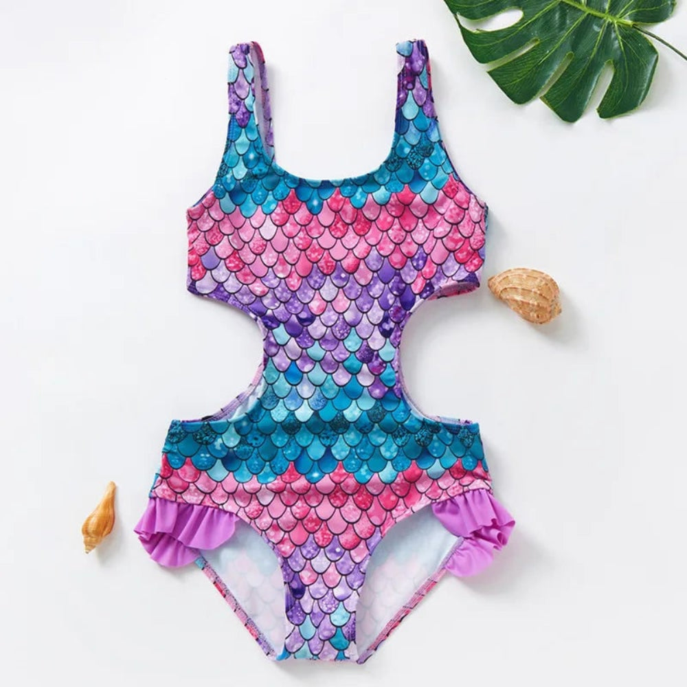 Women's Swimsuit Bikini Set Kids Swimwear Ruffle | Floral - Image 3