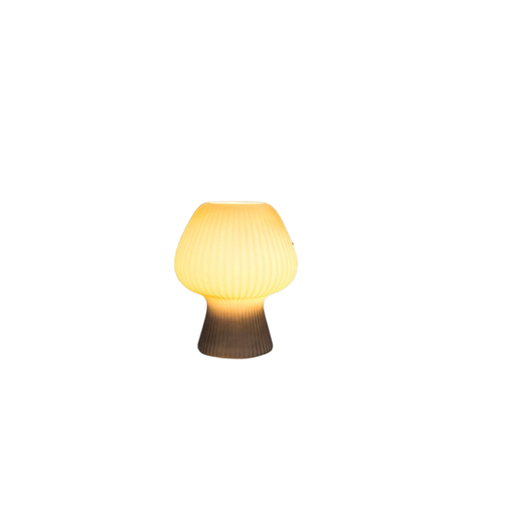 Vintage Nachttischlampe | Gerippte Glas-Pilzlampe